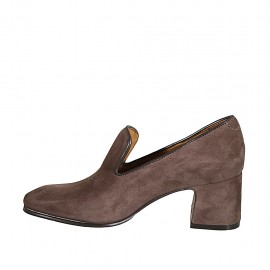 Mocassino da donna in camoscio taupe tacco 6 - Misure disponibili: 42, 43 2