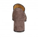 Mocasino para mujer en gamuza gris pardo tacon 6 - Tallas disponibles:  42, 43