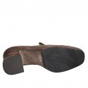 Woman's mocassin in taupe suede heel 6 - Available sizes:  42, 43