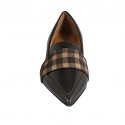 Mocassino a punta da donna in vernice marrone e camoscio marrone e beige a motivo scozzese tacco 2 - Misure disponibili: 43