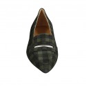 Mocasin à bout pointu pour femmes en daim écossais vert et noir talon 1 - Pointures disponibles:  42