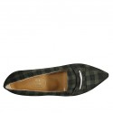 Woman's pointy loafer in plaid green and black suede heel 1 - Available sizes:  42