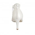 Woman's pump in pearled ivory leather with backside zipper and crossed straps heel 7 - Available sizes:  45