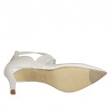 Woman's pump in pearled ivory leather with backside zipper and crossed straps heel 7 - Available sizes:  45