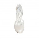 Woman's open shoe in pearled ivory leather with strap, platform and heel 10 - Available sizes:  43