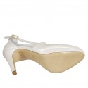 Woman's open shoe in pearled ivory leather with strap, platform and heel 10 - Available sizes:  43