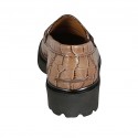 Mocassin pour femmes en cuir imprimé cognac talon 3 - Pointures disponibles:  32
