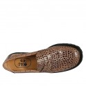 Mocasín para mujer en piel imprimida cognac tacon 3 - Tallas disponibles:  32