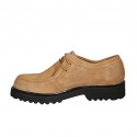 Scarpa stringata derby da donna in camoscio beige tacco 3 - Misure disponibili: 43