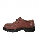 Chaussure derby à lacets pour femmes en cuir marron clair talon 3 - Pointures disponibles:  32