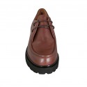 Zapato derby con cordones para mujer en piel marron claro tacon 3 - Tallas disponibles:  32