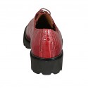 Zapato derby para mujer con cordones en piel imprimida roja tacon 3 - Tallas disponibles:  32