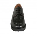 Scarpa stringata derby da donna in pelle stampata nera tacco 3 - Misure disponibili: 32, 42