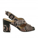 Woman's sandal in rose and black printed leather and patent leather heel 7 - Available sizes:  42