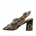 Sandale pour femmes en cuir verni et cuir imprimé noir et rose talon 7 - Pointures disponibles:  42