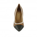 Escarpin à bout pointu pour femmes en cuir cognac, noir et blanc talon 8 - Pointures disponibles:  31, 42