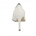 Woman's pointy pump in nude, black and white leather heel 8 - Available sizes:  31