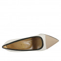 Zapato de salon puntiagudo para mujer en piel blanca, negra y color desnudo tacon 8 - Tallas disponibles:  31