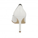 Woman's pump shoe in white leather and red and blue patent leather heel 8 - Available sizes:  32, 42