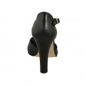 Zapato abierto para mujer con cinturon en piel negra tacon 10 - Tallas disponibles:  42