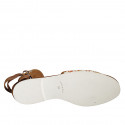 Chaussure ouverte pour femmes avec lacets en daim cognac et tissu multicouleur talon 1 - Pointures disponibles:  34, 43