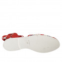 Zapato abierto para mujer con cordones en gamuza roja y tejido multicolor tacon 1 - Tallas disponibles:  33, 43