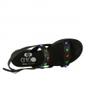 Woman's sandal in black leather with multicoloured studs heel 2 - Available sizes:  32, 33