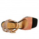 Woman's sandal with buckle in pink, nude and black suede heel 8 - Available sizes:  42