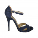 Escarpin ouvert pour femmes avec courroie en daim bleu talon 11 - Pointures disponibles:  31