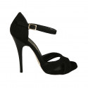 Woman's open shoe with strap in black suede heel 11 - Available sizes:  42