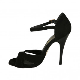 Escarpin ouvert pour femmes avec courroie en daim noir talon 11 - Pointures disponibles:  42 2