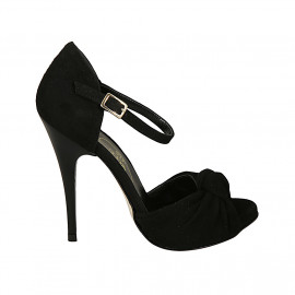 Woman's open shoe with strap and knot in black suede heel 11 - Available sizes:  42