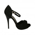 Woman's open shoe with strap and knot in black suede heel 11 - Available sizes:  42