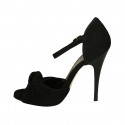 Woman's open shoe with strap and knot in black suede heel 11 - Available sizes:  42