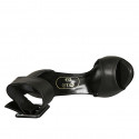 Woman's open shoe with ankle buckle in black leather heel 11 - Available sizes:  42