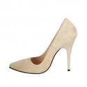 Women's pointy pump shoe in sand beige suede heel 11 - Available sizes:  31, 42