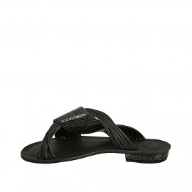 Mules pour femmes en cuir et cuir verni imprimé noir talon 1 - Pointures disponibles:  43 2