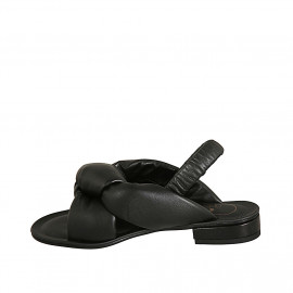 Woman's sandal with elastic band in black padded leather heel 2 - Available sizes:  34 2