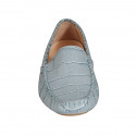 Mocasino con plantilla extraible para mujer en piel estampada azul claro - Tallas disponibles:  33