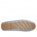 Woman's loafer with removable insole in light blue printed leather - Available sizes:  33