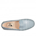 Mocasino con plantilla extraible para mujer en piel estampada azul claro - Tallas disponibles:  33