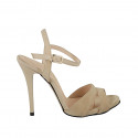 Woman's sandal with anklestrap in sand beige suede heel 11 - Available sizes:  42