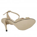 Woman's sandal with anklestrap in sand beige suede heel 11 - Available sizes:  42