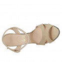 Woman's sandal with anklestrap in sand beige suede heel 11 - Available sizes:  42