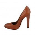 Woman's pump in cognac brown leather with platform heel 11 - Available sizes:  32