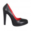Zapato de salon para mujer en piel negra con plataforma tacon 11 - Tallas disponibles:  31