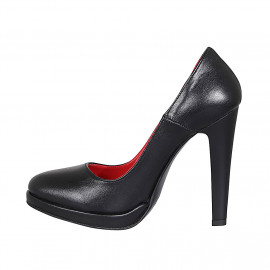 Zapato de salon para mujer en piel negra con plataforma tacon 11 - Tallas disponibles:  31 2