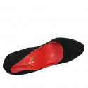 Zapato de salon para mujer en gamuza negra con plataforma tacon 11 - Tallas disponibles:  31