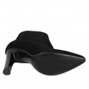 Stivaletto a punta da donna con cerniera in camoscio nero tacco 11 - Misure disponibili: 31, 42