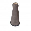 Woman's ankle boot with zipper and studs in grey suede heel 5 - Available sizes:  44